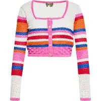 Mymo Cardigan bleu / orange / rose / blanc cassé