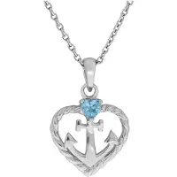 Zeeme Chaîne 'Herz mit Anker' bleu clair / argent