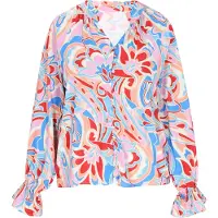 Usha Chemisier bleu / bleu clair / rouge