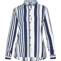 Usha Chemisier 'Fashion Look' bleu marine / bleu ciel / blanc