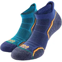 1000 Mile Socks Chaussettes unisexes-twin King/Ny2263h -M (6-8) MILE RUN SOCKLET TWIN PK KING NY2263H M 6 8 HOMMES, Kingfisher/Navy