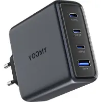 Voomy 140W Chargeur USB - Chargeur rapide GaN 4 en 1 - 3 USB-C & 1 USB-A - Pour MacBook, ordinateurs portables, iPhone, iPad, Samsung - Bleu Espace