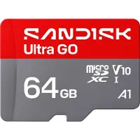 SanDisk Carte mémoire microSDXC - - Ultra GO - 64 Go - A1 V10 - Jusqu'à 140 Mo/s