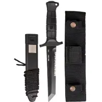 Mil-Tec German Combat Black 2000 Steel 440 Knife Argenté