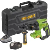 Procraft Marteau perforateur sans fil PHA40bb-c 20 V 2,6 J SDS plus Brushless + 1 batterie 4,0 Ah + chargeur + mallette