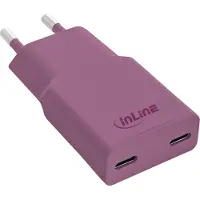 InLine Chargeur USB-C, 30 W, GaN, double port USB-C, PD/PPS, Wild Berry