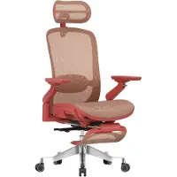 MarkAdler - Fauteuil de bureau ergonomique Leader 8.7 : fauteuil de direction avec fonction massage, repose-pieds, accoudoirs 6D, appui-tête 4D, revêtement en maille, rouge