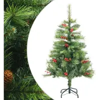 Prolenta Maison Exclusive - Sapin de Noël artificiel pliable, avec décorations de pommes de pin et de baies, 150 cm