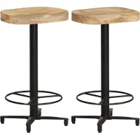 Syfax Tabourets de bar lot de 2 66 cm bois de manguier massif