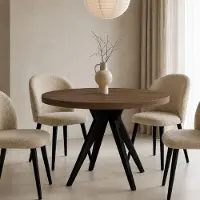 Dekori.Interiors Table ronde VENTO 100 cm, extensible jusqu'à 200 cm, pour la cuisine, la salle à manger, le salon, Franklin/Noir
