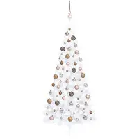 Prolenta Maison Exclusive - Demi-sapin de Noël artificiel avec boules lumineuses blanches, 240 cm