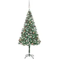Prolenta Maison Exclusive - Sapin de Noël artificiel avec éclairage LED, ensemble de boules et de pommes de pin, 180 cm