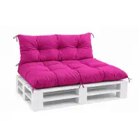 VBChome Coussins pour palettes 120 x 80 et 120 x 40 cm pour palettes Europe, meubles, support de palette, jardin, balcon, 12 couleurs, rembourrage en flocons de mousse, rose, lot de 2