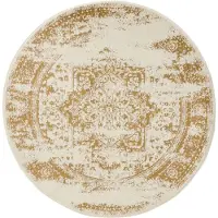 Interiyou Tapis Suzuka Crème/Jaune, 2 pièces, 120 cm de diamètre, rond