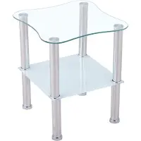 OEM Table basse en verre avec verre de sécurité et facettes - Table de salon 40 x 40 x 47 cm - bords arrondis.