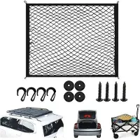 OEM Filet d'organisation pour voiture, 60x80 cm - Noir - Très élastique - Filet d'organisation pour coffre de voiture - Noir