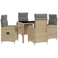 Syfax Ensemble de repas extérieur 5 pcs Beige et Gris clair