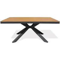 DCB Groupe Table de jardin en alu plateau polywood aspect bois