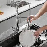 OEM Mitigeur de cuisine avec douchette - Mitigeur pour évier avec robinet à tiroir - Nettoyage rapide de l'évier - Rotation à 360 degrés - 156 kg - Argent