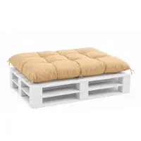 VBChome Coussin pour palettes pour palettes Euro, mobilier, support de palette, jardin, balcon, 12 couleurs, rembourrage en flocons de mousse, coussin d'assise beige, 120 x 80 cm