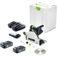 Festool Scie plongeante sans fil TSC 55 KEB-Basic 18 / 36 V 160 mm Brushless + 2 batteries 4,0 Ah + double chargeur + Systainer