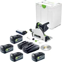 Festool Scie plongeante sans fil TSC 55 KEB-Basic 18 V / 36 V (2 x 18 V) 160 mm sans balais + 4 batteries 5,0 Ah + chargeur + Systainer