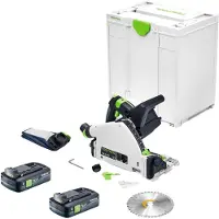 Festool Scie plongeante sans fil TSC 55 KEB-Basic 18 / 36 V 160 mm Brushless + 2 batteries 4,0 Ah + Systainer - sans chargeur