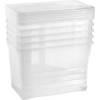 OEM Boîtes de rangement 5 x 10 l, petites et hautes, avec couvercles transparents, boîtes transparentes empilables avec housses de protection