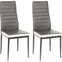 Supfine Ensemble de 2 chaises de salle à manger , chaise de cuisine, en similicuir avec pieds en métal, chaise rembourrée, gris et blanc