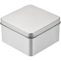 OEM Boîte métallique avec couvercle, 1 pièce, 9,3 x 9,3 x 5,5 cm, finition argentée