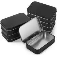 OEM 8 petites boîtes métalliques noires avec couvercle, 9,6 x 6 x 2 cm