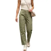 Tommy Hilfiger Pantalon cargo taille haute pour femme, couleur kaki, en toile de coton, taille 27