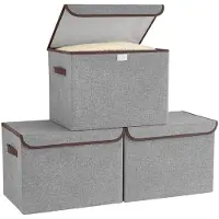 OEM Boîtes de rangement avec couvercle, lot de 3, boîtes pliables avec séparateurs pratiques, 37 x 24 x 24 cm, gris