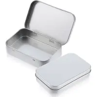 OEM Petite boîte métallique rectangulaire avec couvercle, couleur argent