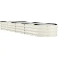 StarTech.com Jardinière surélevée ovale galvanisée - Bac à plantes en métal 240 x 60 x 45 cm - Bac à racines profond - Grand bac de jardin pour légumes, fleurs et herbes aromatiques - Blanc
