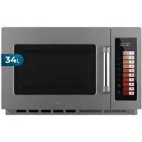 Cecotec Micro-ondes professionnel sans plateau - 34L - FlatPro 3400. 2100W, double magnétron, boutons tactiles, minuterie 60 minutes