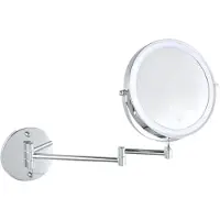 Zelurxx Miroir de maquillage LED 8 pouces, à fixation murale, double face, grossissement 5x, pivotant à 360°, 3 couleurs de lumière, argent