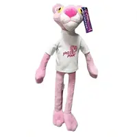 Grupo Moya Peluche Pink Panther 50 cm – peluche officielle du personnage de dessin animé culte, avec un t-shirt blanc « YASSS PINK » et un motif en forme de cœur