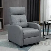 SUGIFT Fauteuil relax avec fonction inclinable, noyau à ressorts ensachés, fauteuil télé, fauteuil rembourré, imitation lin, gris | 87x67x98 cm | jusqu'à 150 kg | inclinable jusqu'à 155°