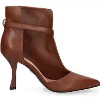 Marc Ellis Bottines pour femmes, bout pointu, en cuir véritable, noires avec boucle dorée