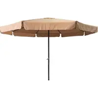 Rojaplast Grand parasol circulaire en beige avec un diamètre de toit de 400 cm, actionné par une poignée.