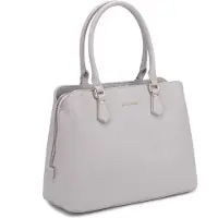 David jones Sac à main , 3 compartiments, double poignée, en polyuréthane, couleur beige