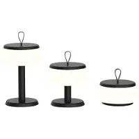 Luxus Europe - Lampe de table Samos 3-en-1 - Lot de 2 - Noir - Lampe de table d'extérieur sans fil avec hauteur réglable – Rechargeable