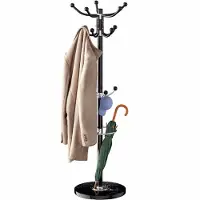 Casaria Porte-manteau noir 37x37x175cm avec base en marbre