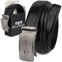 Beltimore Ceinture en cuir pour homme avec boucle automatique, noire A50 : Couleur : noir, Taille de ceinture : 95-110 cm