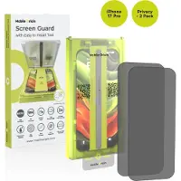 Mobile Origin Displayschutzfolie mit Applikator für Apple iPhone 17 Pro / 2 Stück / Sichtschutzglas (2 pcs, Apple iPhone 17 Pro), Téléphone portable : film de protection, Noir, Transparent