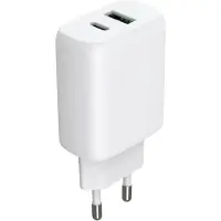 Gear Chargeur 220V 1xUSB-C + 1xUSB-A PD/PPS 30W + 18W QC Blanc (30 W, 2 ports), Chargeur USB, Blanc