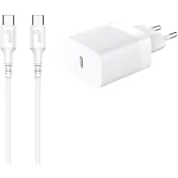 Gear Chargeur 220V 1xUSB-C Blanc PD/PPS 30W +1m Câble USB-C vers USB-C