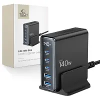 Tech-Protect Dc140W-Gan Chargeur de bureau à 5 ports Pd140W/Qc3.0 Noir