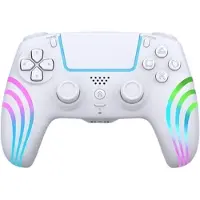 Deep Explorer - Wireless RGB Pro controller - Wave W - PS5 (White) (PC, PS5), Manette, Blanc